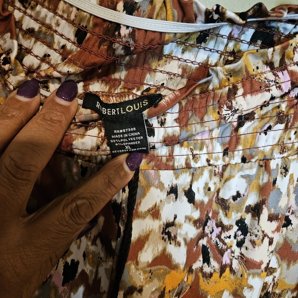 Robert Louis Floral Wide Leg Pants - Brown and Cream